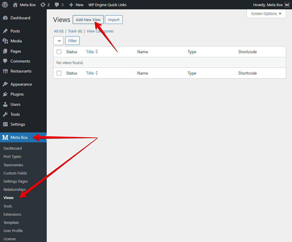 Then, go to Meta Box > Views and add a new view
