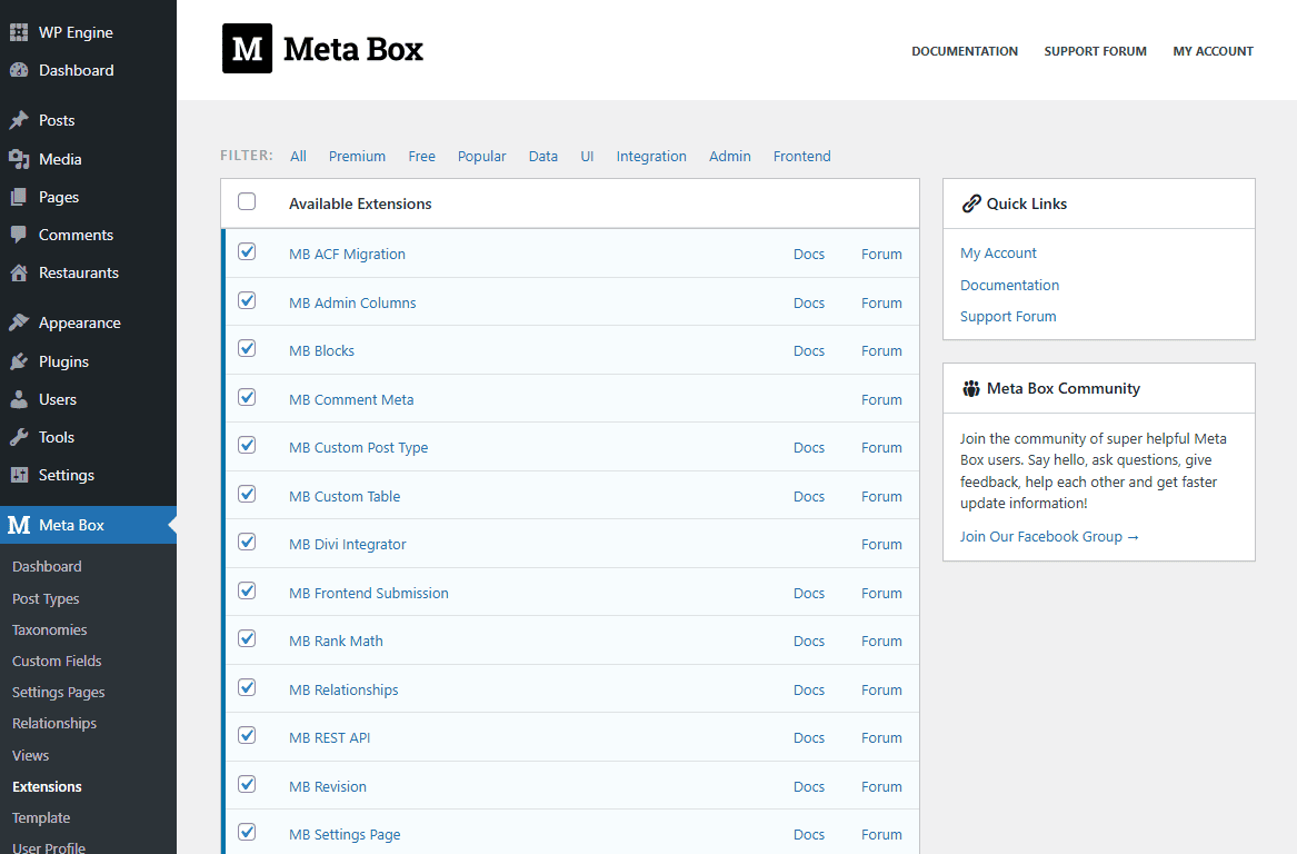 meta box aio settings page