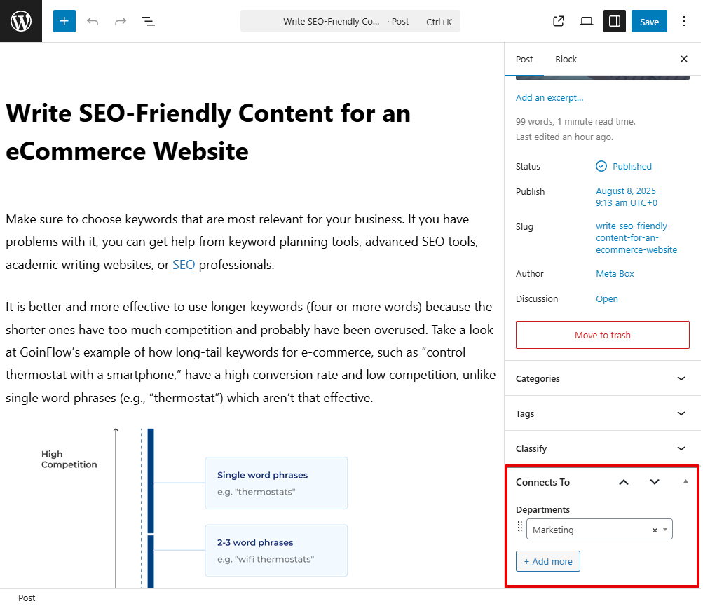 Just fill the post information and choose its departments
