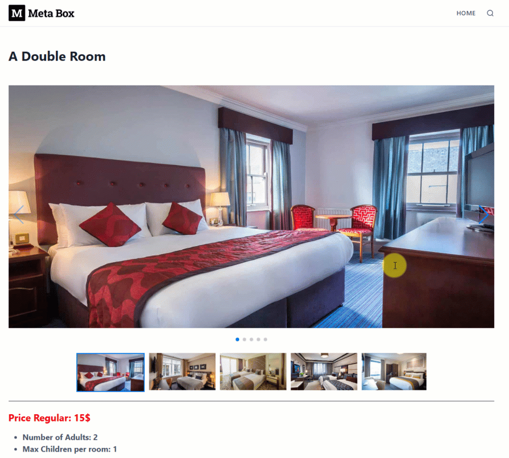 Display booking form on the frontend.