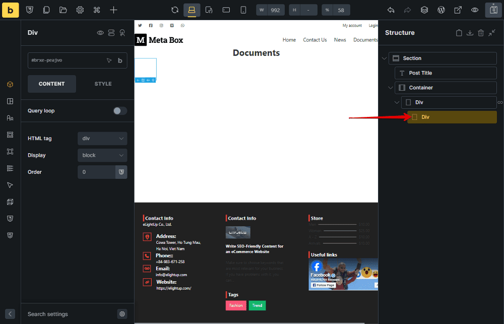 Div to filter posts
