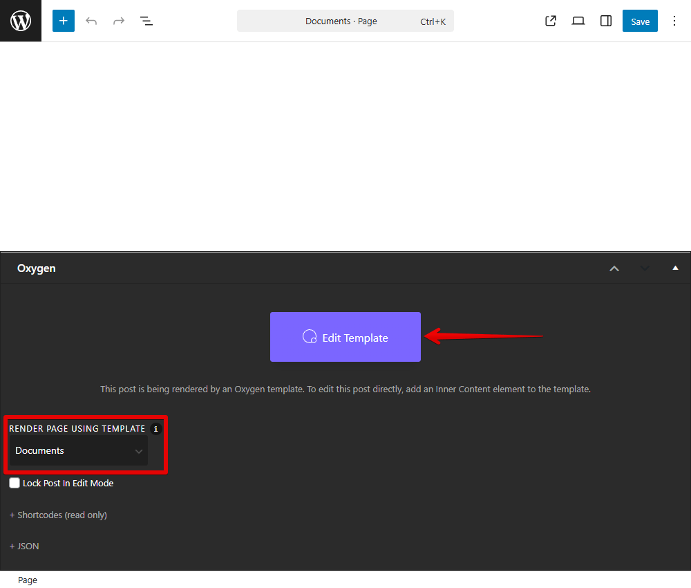 Edit the page with Oxygen