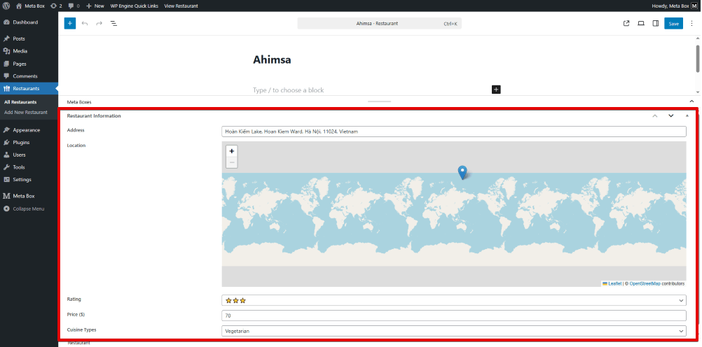 Go to the post editor, you will see the created custom fields