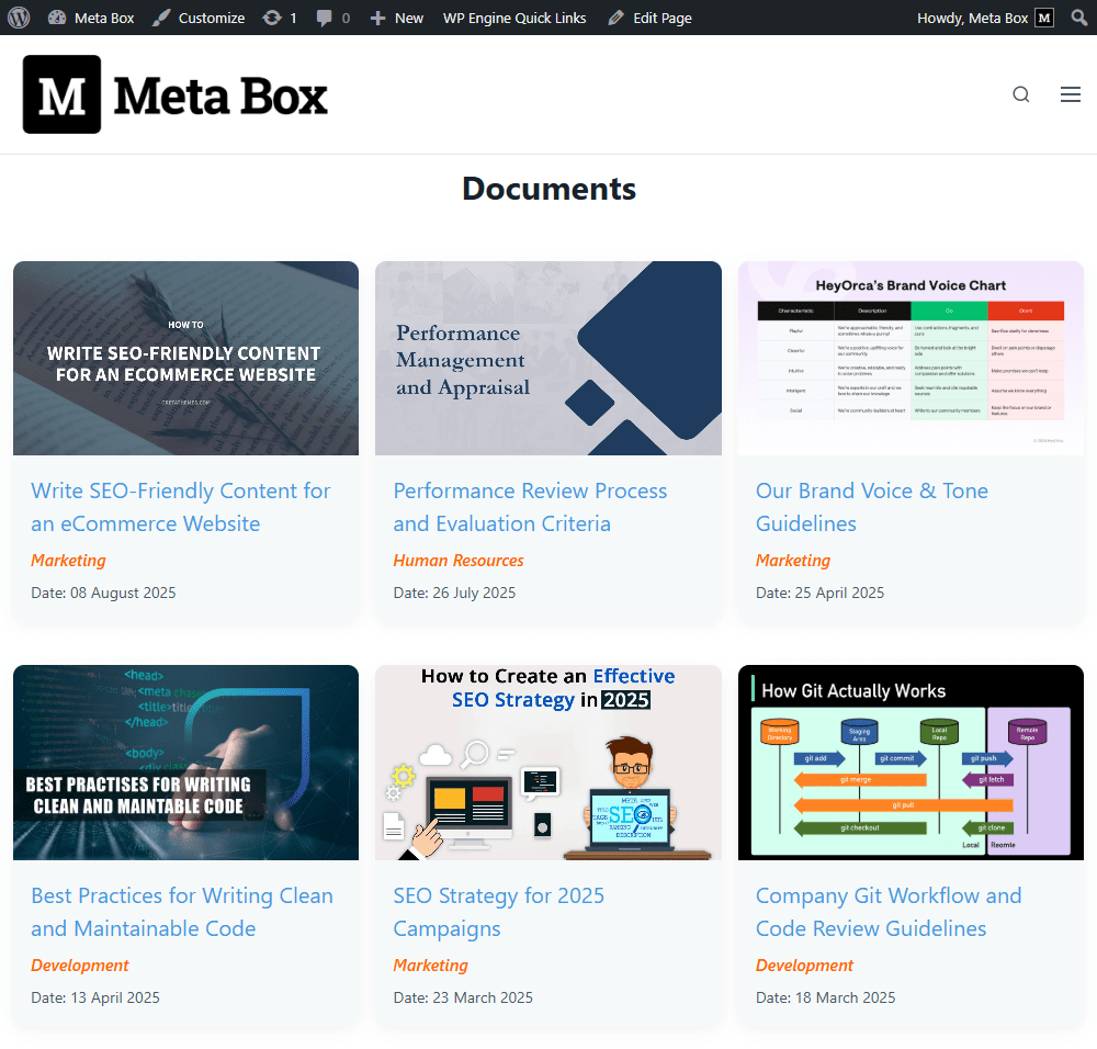 The page after styling