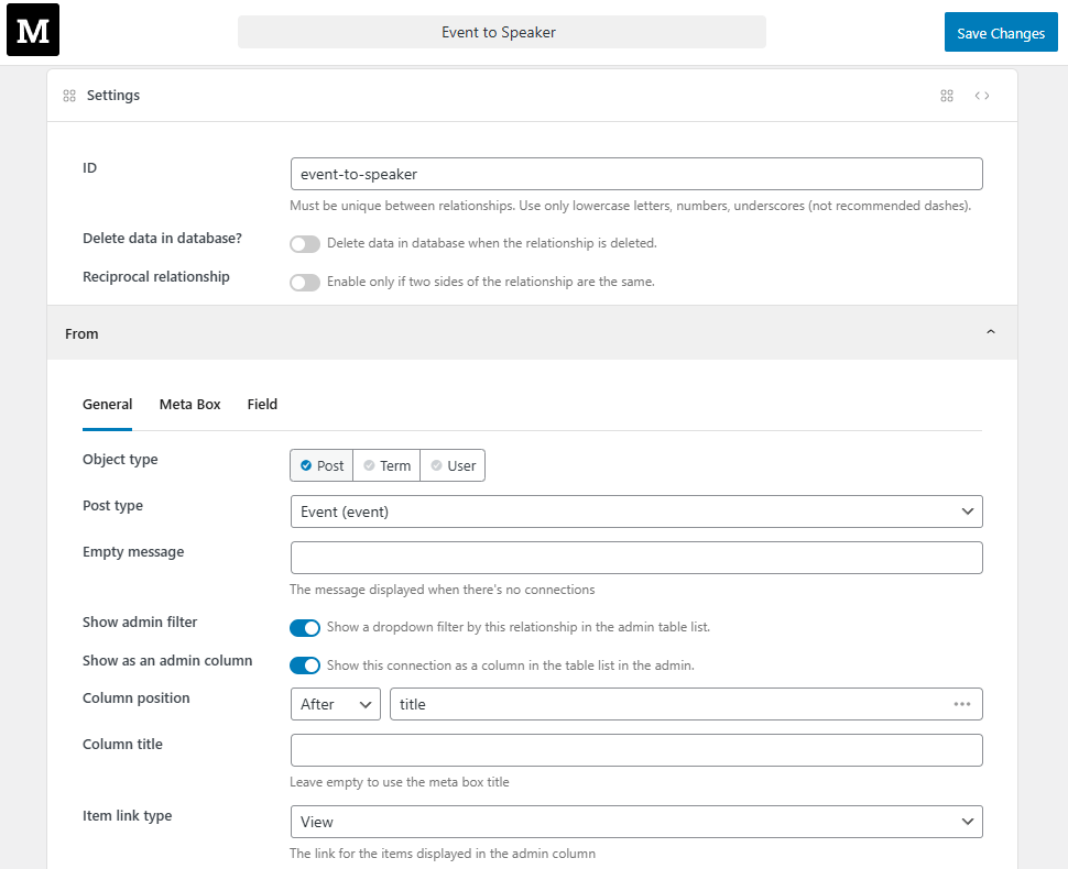 general settings for a relationship side