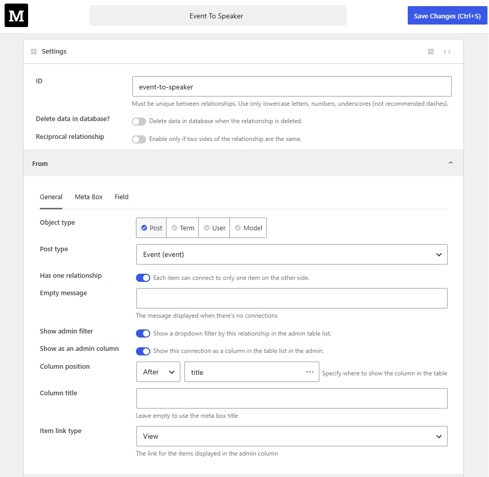 general settings for a relationship side
