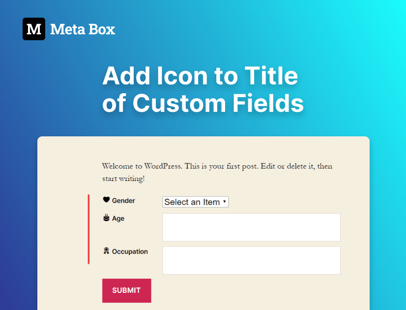 adding icon to title of custom fields