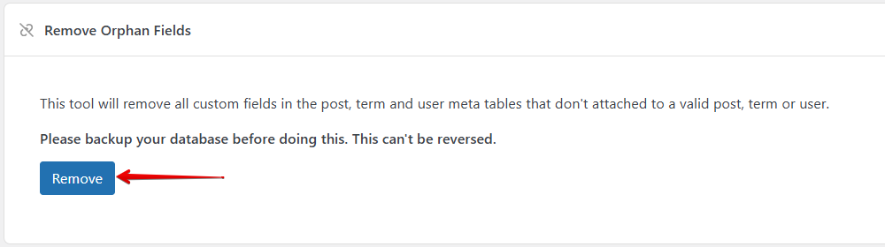 Successfully remove orphan fields