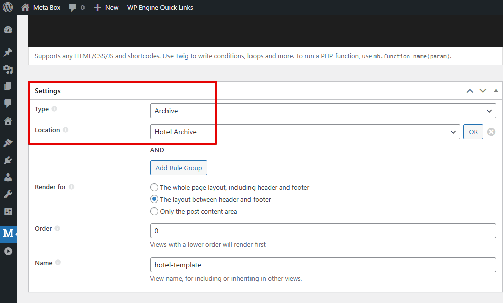 Set template location