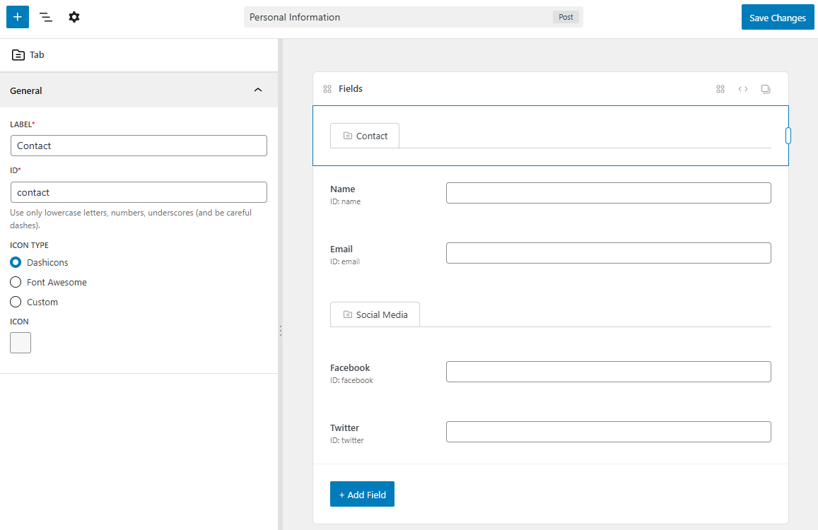 View tab settings