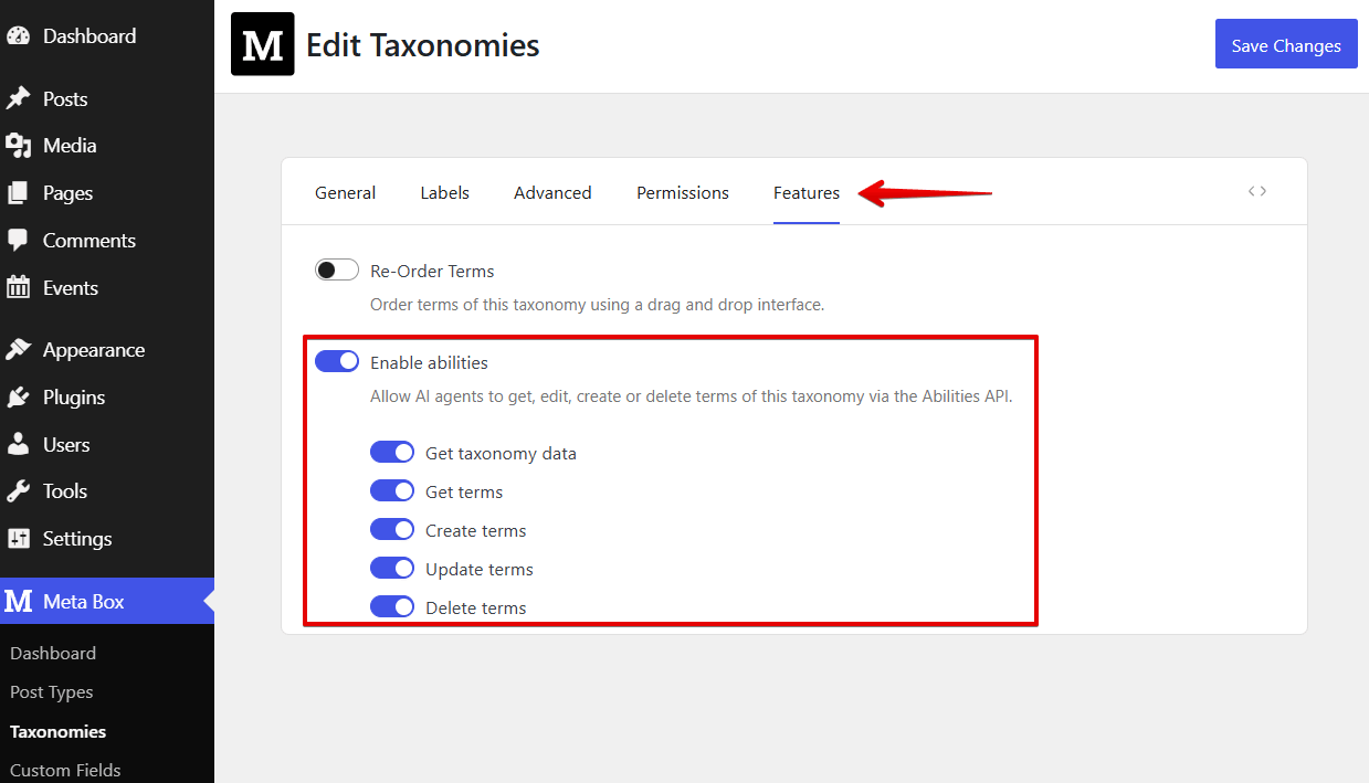 Enable abilities for terms