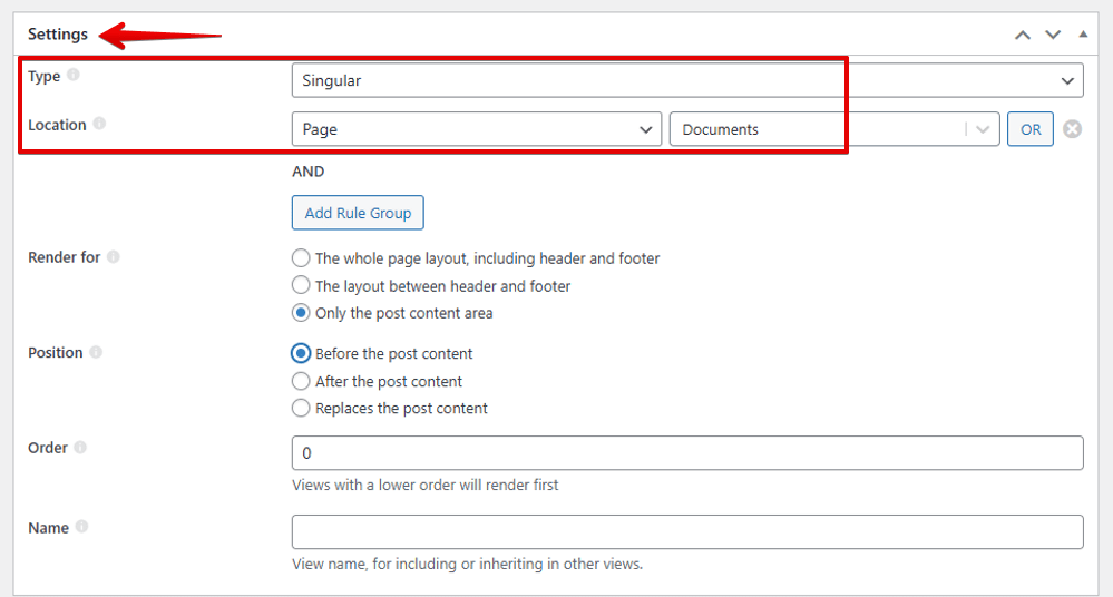 Set location for template