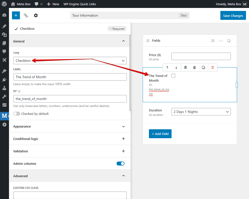 Trend of month field