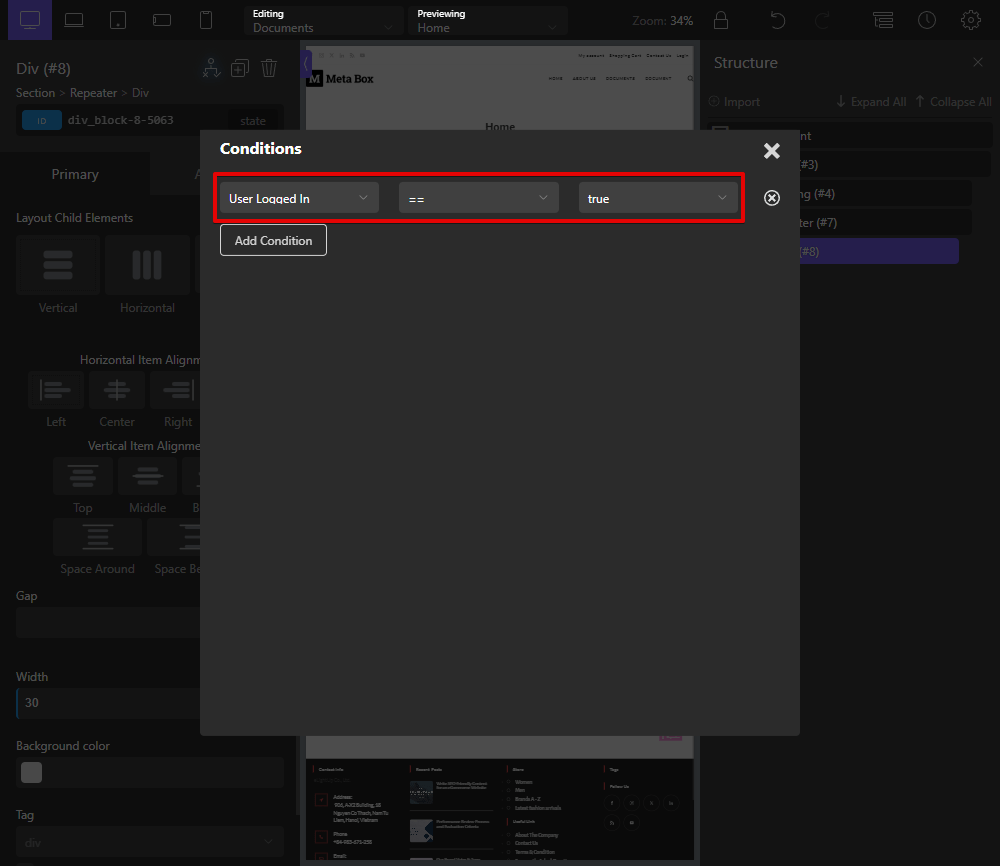 Select User Logged In below the list