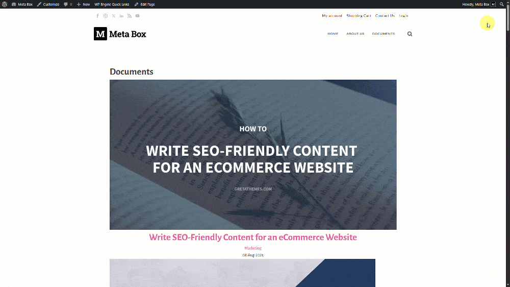 After getting all the wanted information for posts, view the page on frontend